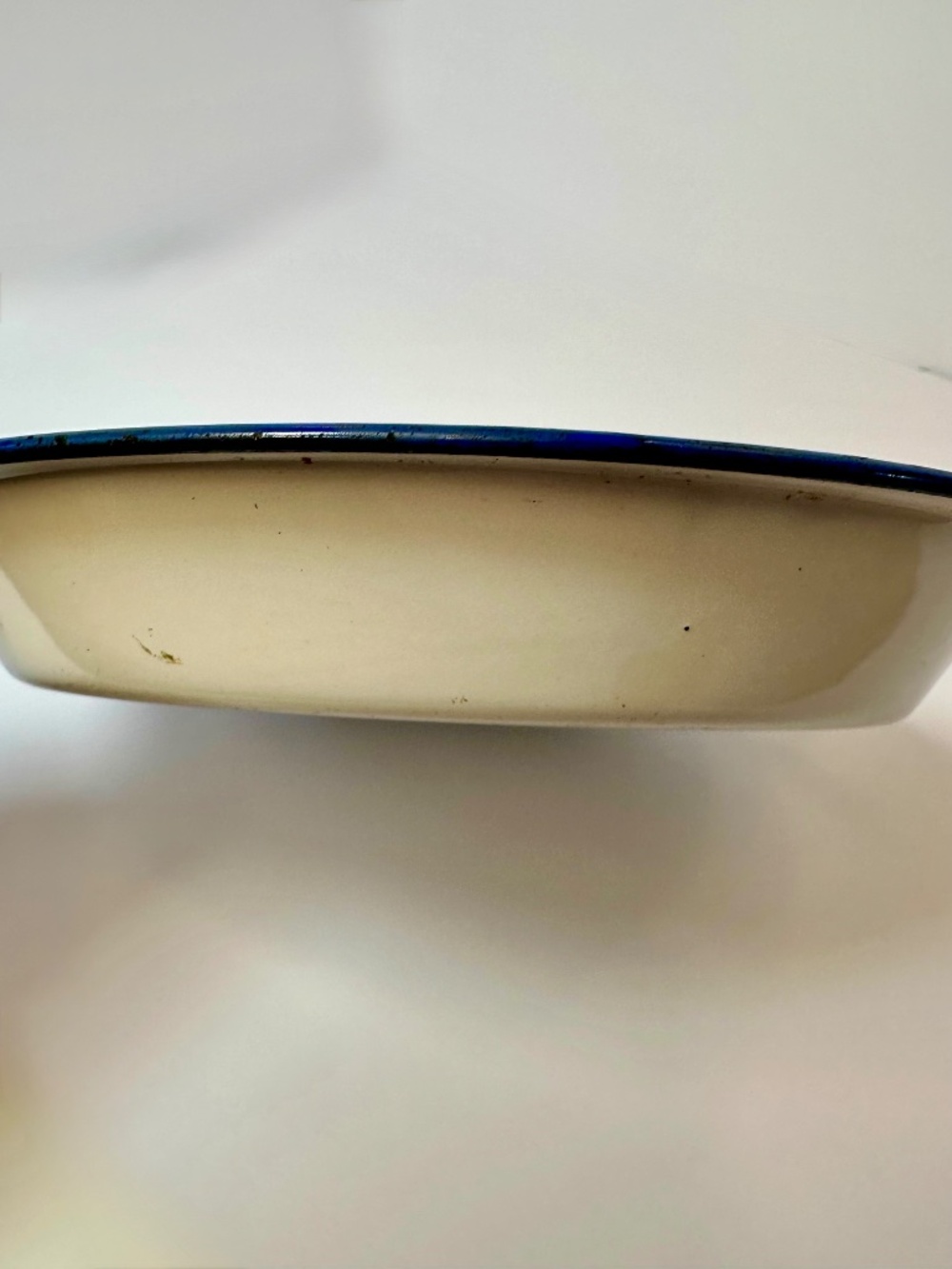 ✨ 3 for $45 ✨ Vintage Peacock Enamel Plate White Blue Rim Rustic Farmhouse Decor - Picture 6 of 6